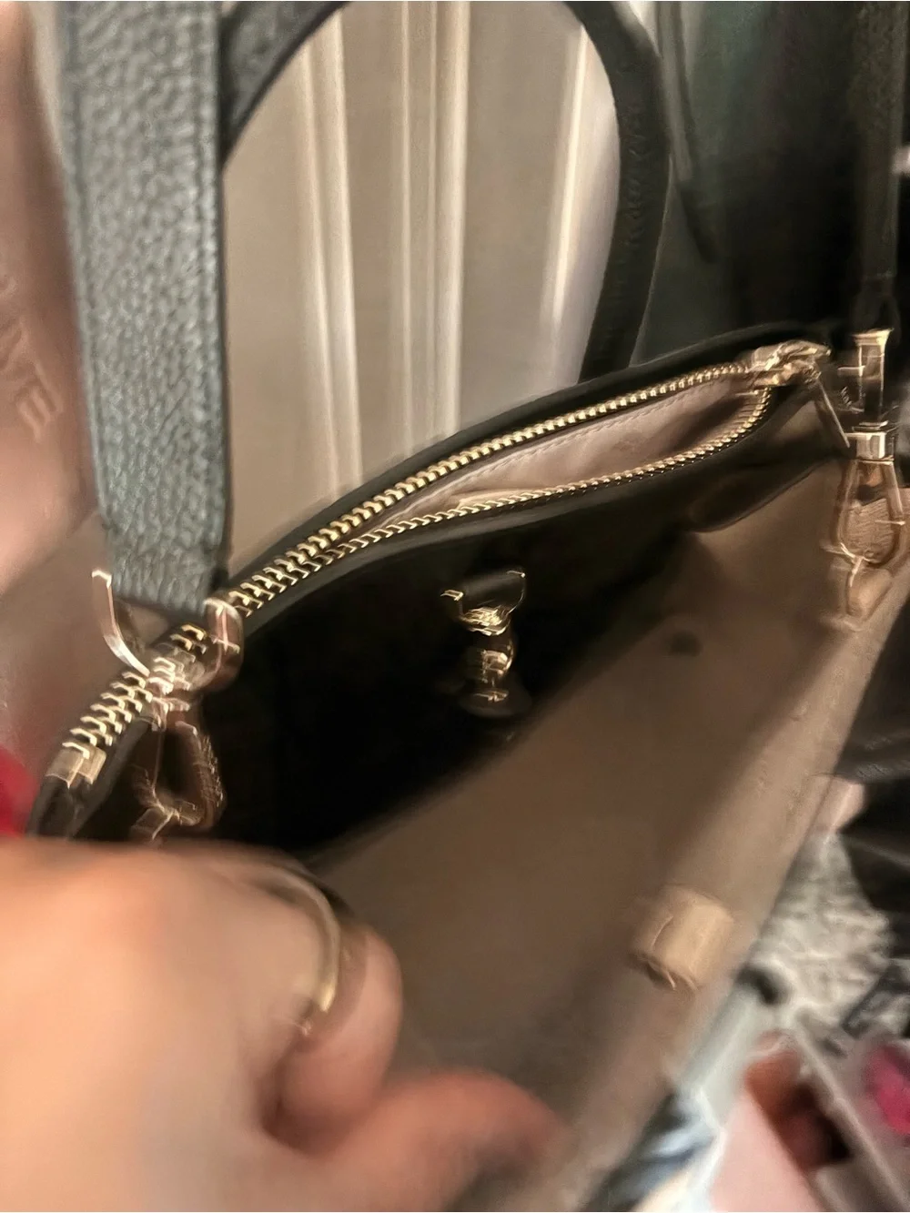 kate spade Two-Tone Pebbled Satchel in Black & Cream